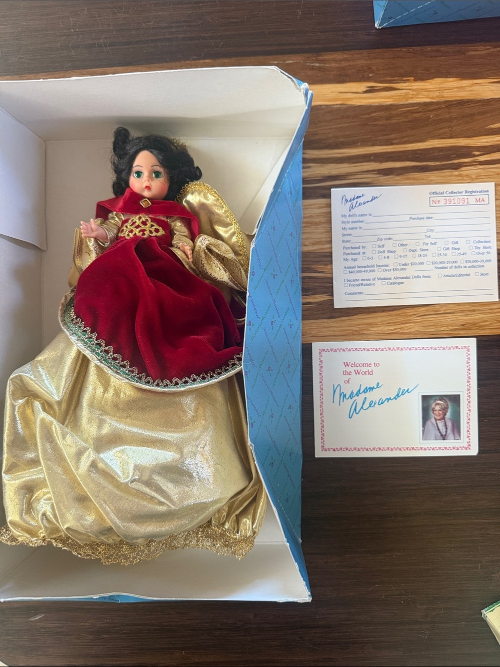 Madame Alexander Red Velvet and Gold Satin Treetopper Collectible Doll